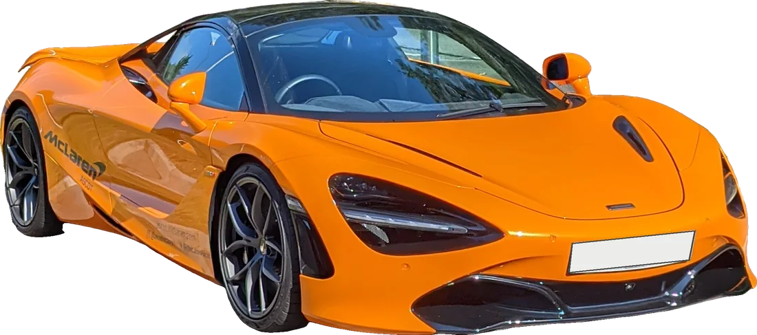 Papaya Spark McLaren 720S, front three-quarter view